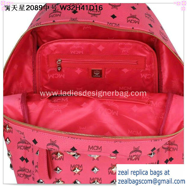 High Quality Replica MCM Stark Studded Medium Backpack MC2089 Light Red